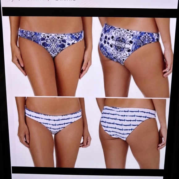 SEAFOLLY Bikini Bottom Hipster Mandala Reversible French Blue Women’s Size 10 - Picture 13 of 14